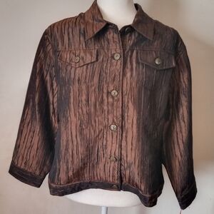 Ruby Rd Shinny Button Up Jacket NWT Women's Size 16 Business Weekend